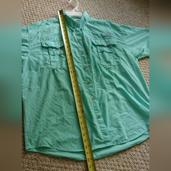 COLUMBIA BAHAMA II FISHING SHIRT SHORT SLEEVE in turquoise light blue size M - Picture 5 of 12